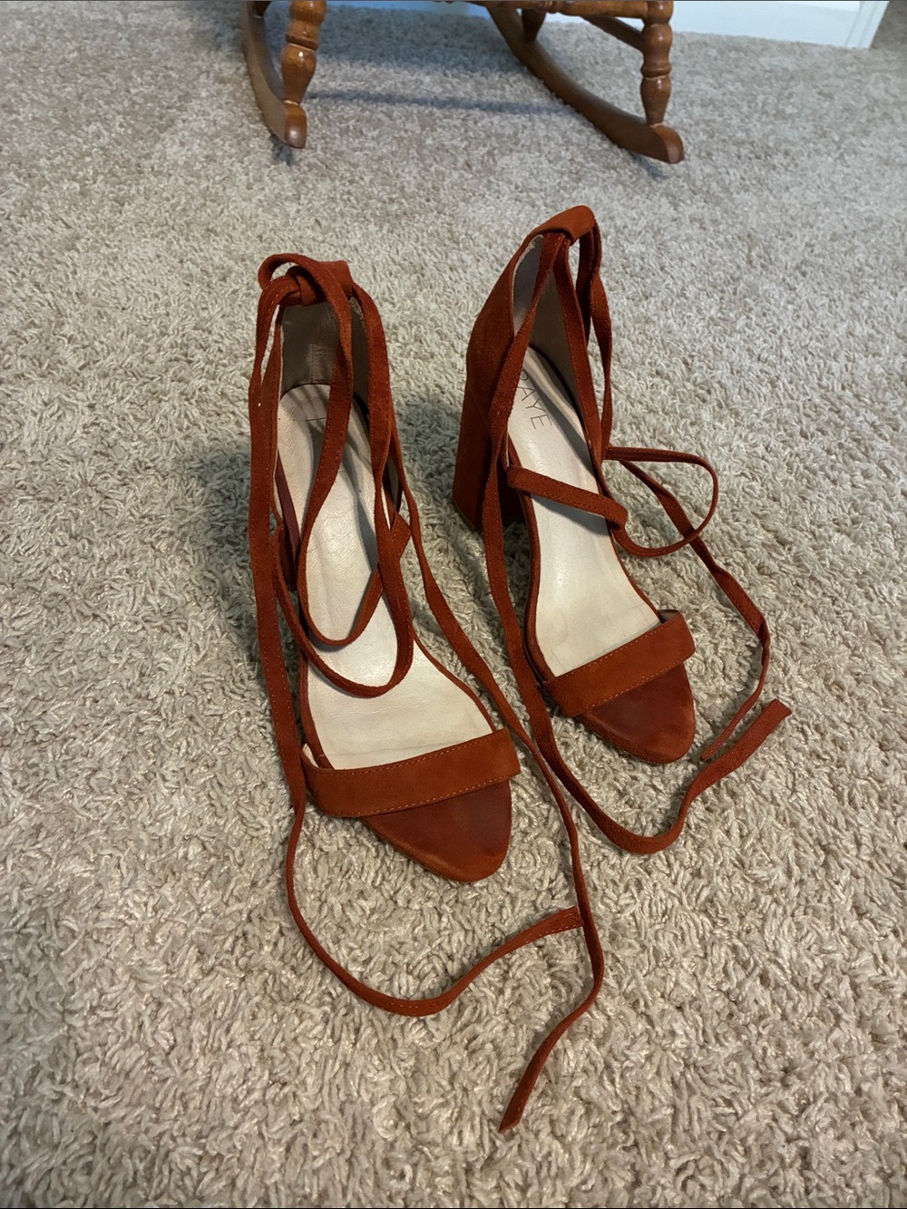Women's Rust Lace-Up Block Heel Sandals